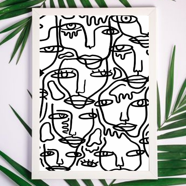 Quadro Minimalista Faces One Line