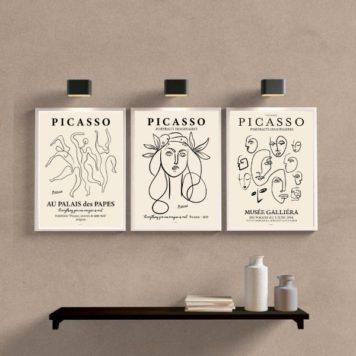 Kit 3 Quadros Minimalistas Posters De Picasso