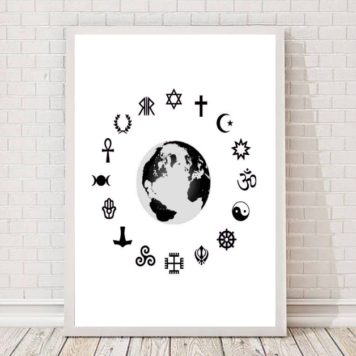 Quadro Símbolos Religiões Do Mundo