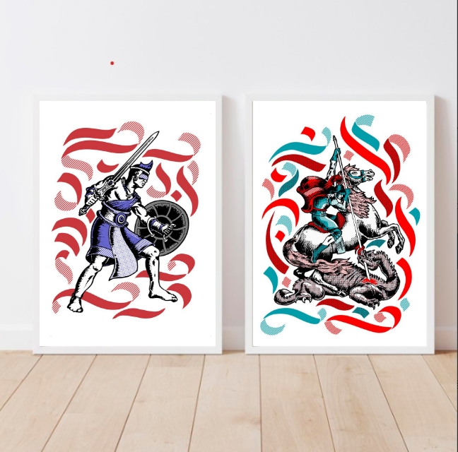Kit 2 Quadros Decorativos Ogum E São Jorge