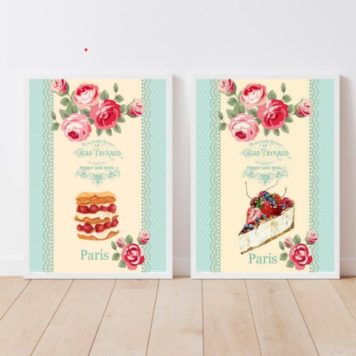 Kit 2 Quadros Decorativos Bolos Patisserie