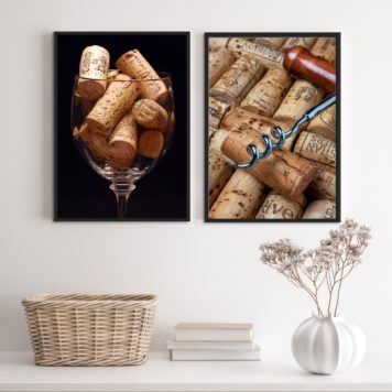 Kit 2 Quadros Fotografias Rusticas Vinho Rolhas