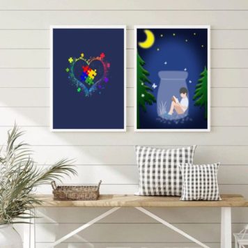 Conjunto 2 Quadros Decorativos Autismo