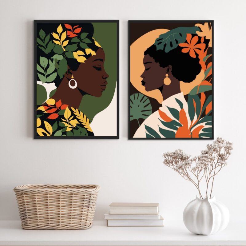 Kit 2 Quadros Mulheres Black African Woman