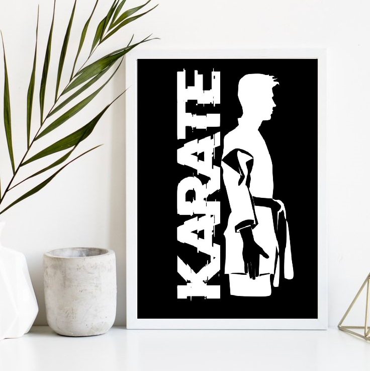 Quadro Decorativo Karatê Preto E Branco