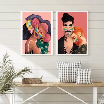 Kit 2 Quadros Decorativos LGBT Gays Lésbicas