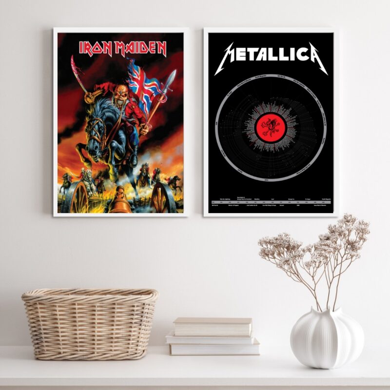 Kit 2 Quadros Decorativos Bandas De Rock Metal