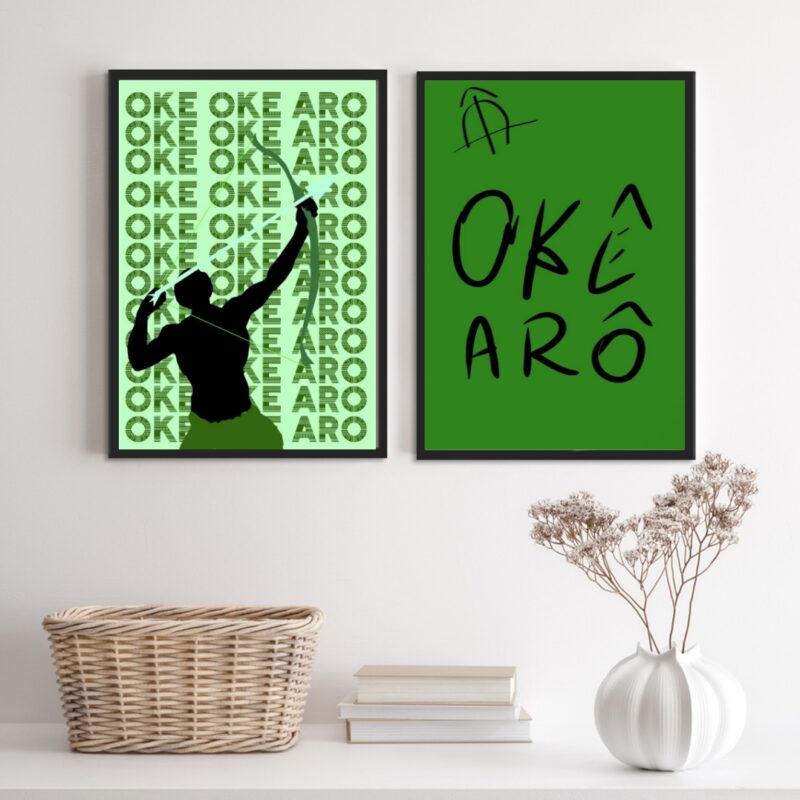 Conjunto 2 Quadros Decorativos Oxóssi Okê Arô