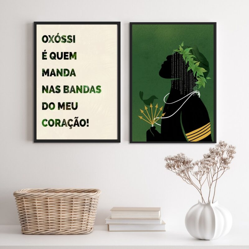 Conjunto 2 Quadros Oxóssi É Quem Manda No Meu Coração