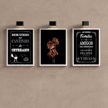 Composição De 3 Quadros Para Cantinho Churrasco
