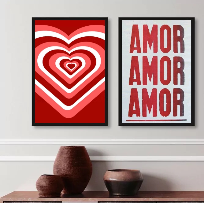 Kit 2 Quadros Decorativos Amor Amor Amor