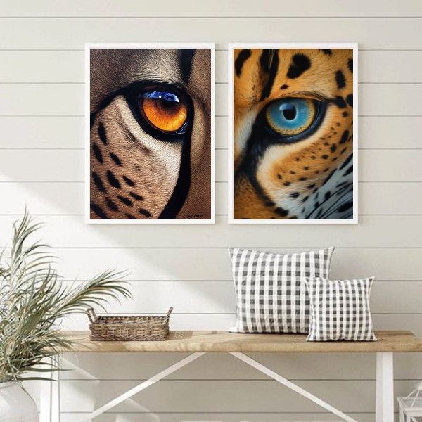 Kit 2 Quadros Decorativos Olhos De Felinos