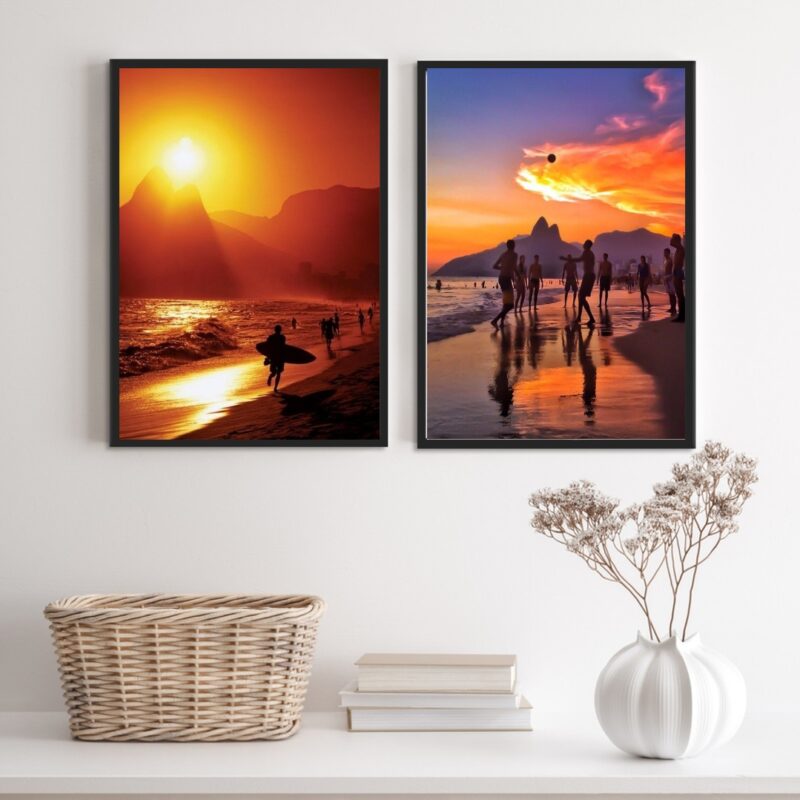 Kit 2 Quadros Esportes Praia De Ipanema- Rio De Janeiro