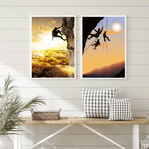 Kit 2 Quadros Decorativos Montanhismo Escalada