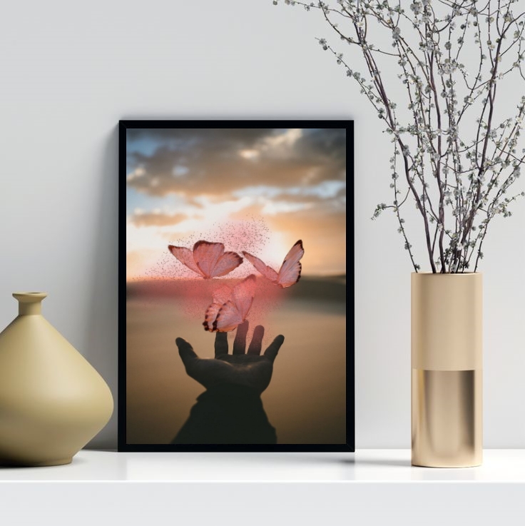 Quadro Decorativo Borboletas Mágicas Rosa