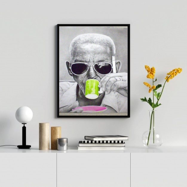 Quadro Decorativo Cartola- Verde E Rosa