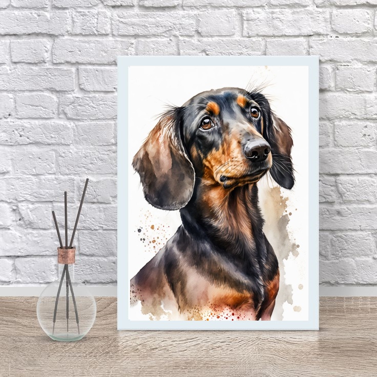 Quadro Decorativo Dachshund Aquarela