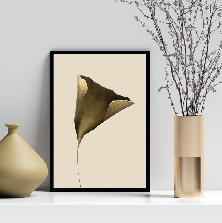 Quadro Decorativo Flor Moderna Bronze