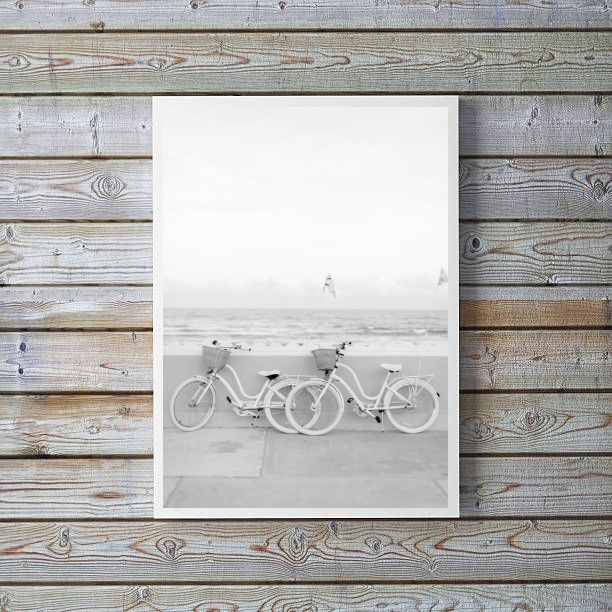 Quadro Decorativo Fotografia Branca Bicicletas