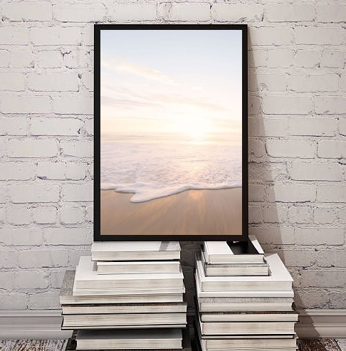Quadro Decorativo Fotografia Branca E Bege Praia