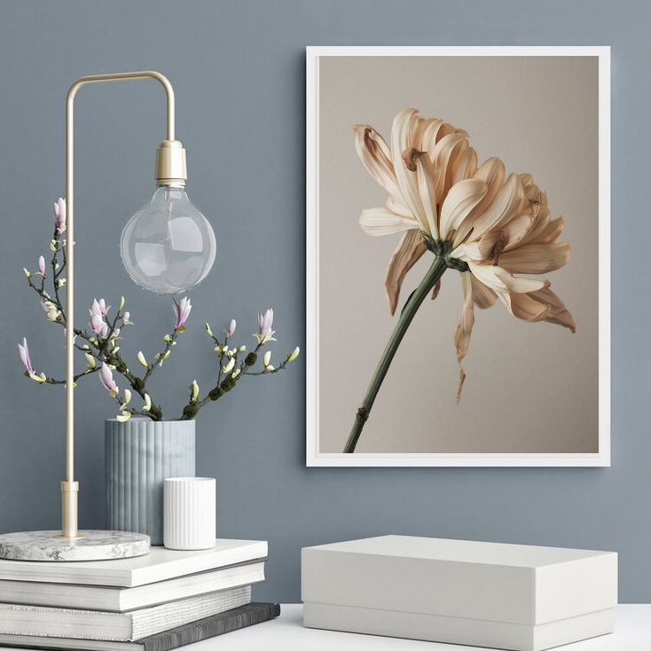 Quadro Decorativo Fotografia Flor- Tons Bege
