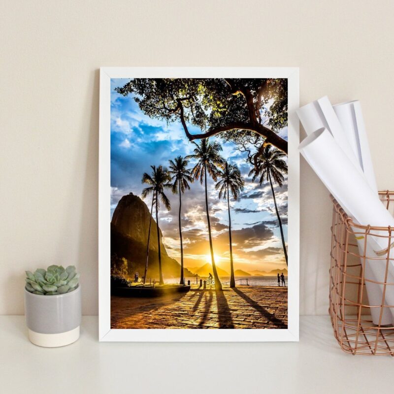 Quadro Decorativo Por Do Sol Praia Rio De Janeiro