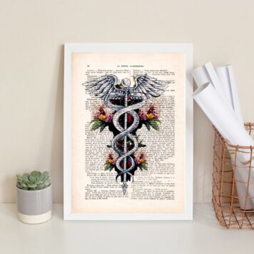 Quadro Decorativo Símbolo Medicina- Floral