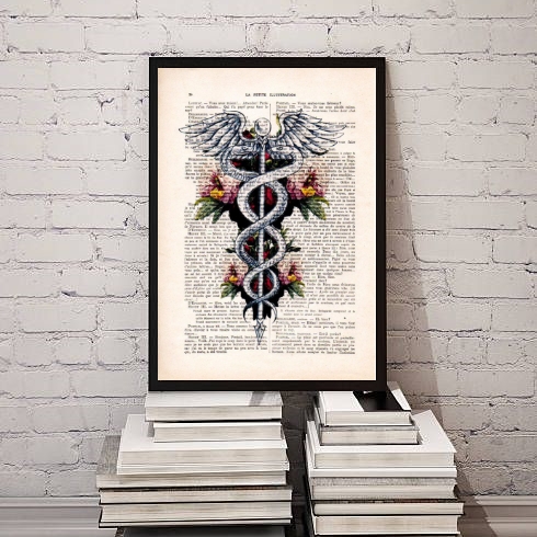 Quadro Decorativo Símbolo Medicina- Floral