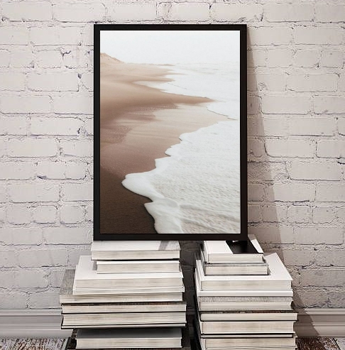Quadro Fotografia Branca Bege Marrom Praia Mar