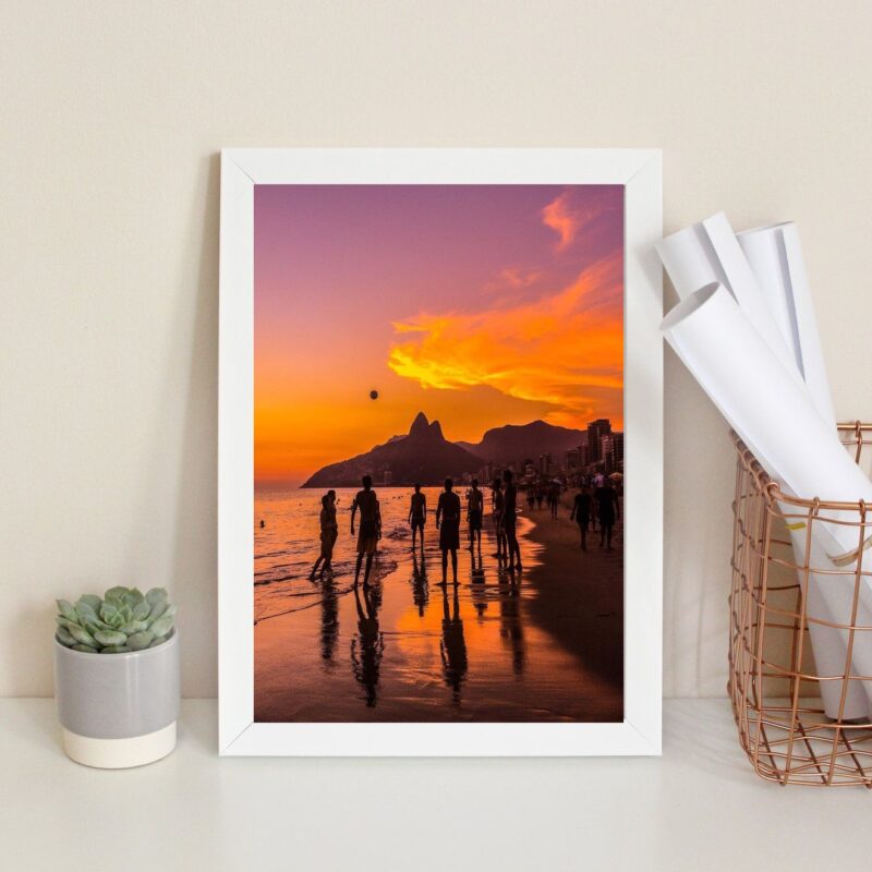Quadro Por Do Sol Praia De Ipanema- Futebol