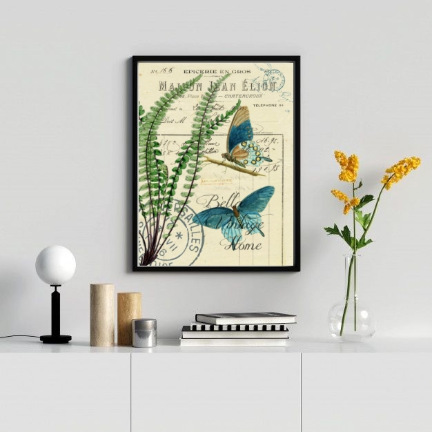 Quadro Decorativo Borboletas- Botânica