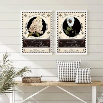 Kit 2 Quadros Decorativos Vintage Flores De Paris