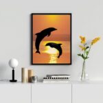 Quadro Decorativo Golfinhos Por Do Sol