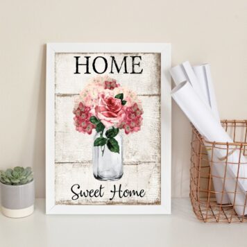 Quadro Decorativo Home Sweet Home- Flores