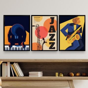 Kit 3 Quadros Decorativos Músicos- Jazz