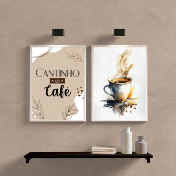 Kit 2 Quadros Cantinho Do Café- Aquarela
