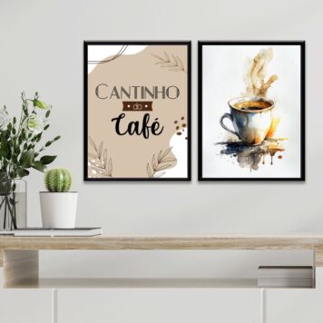 Kit 2 Quadros Cantinho Do Café- Aquarela