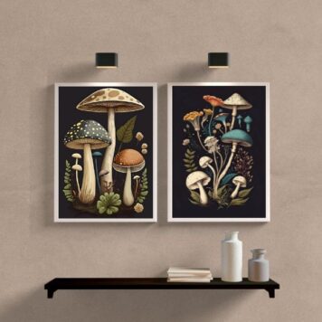 Kit 2 Quadros Decorativos Cogumelos