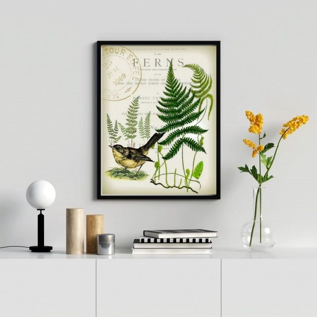 Quadro Decorativo Vintage Botânica - Passarinho