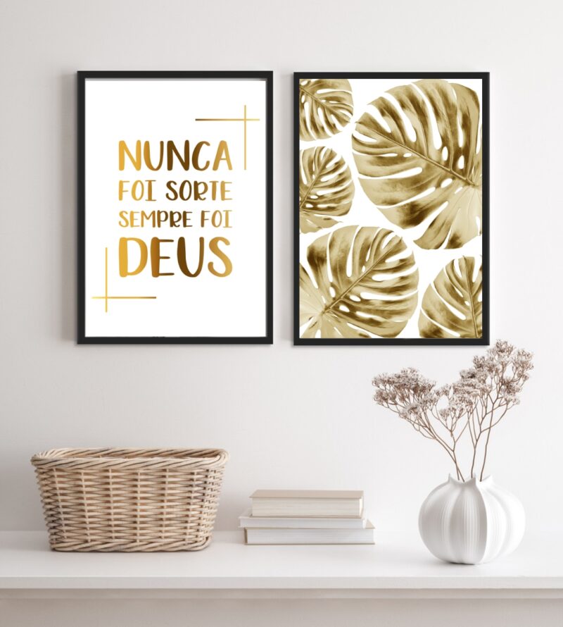 Composição 2 Quadros Nunca Foi Sorte Sempre Foi Deus