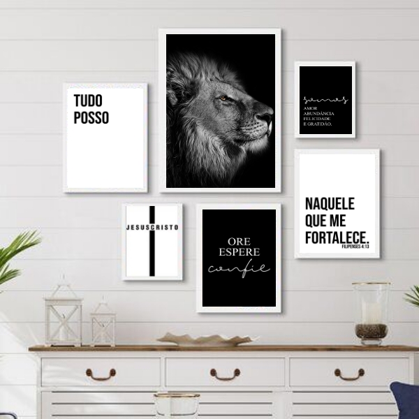 Composição 6 Quadros Decorativos Evangélicos- Jesus Cristo