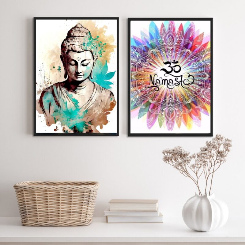 Kit 2 Quadros Buda Namastê- Aquarela