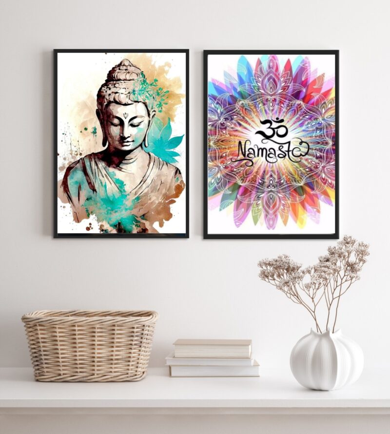Kit 2 Quadros Buda Namastê- Aquarela
