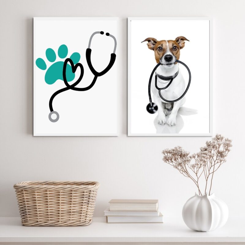 Kit 2 Quadros Decorativos Clinica Veterinária