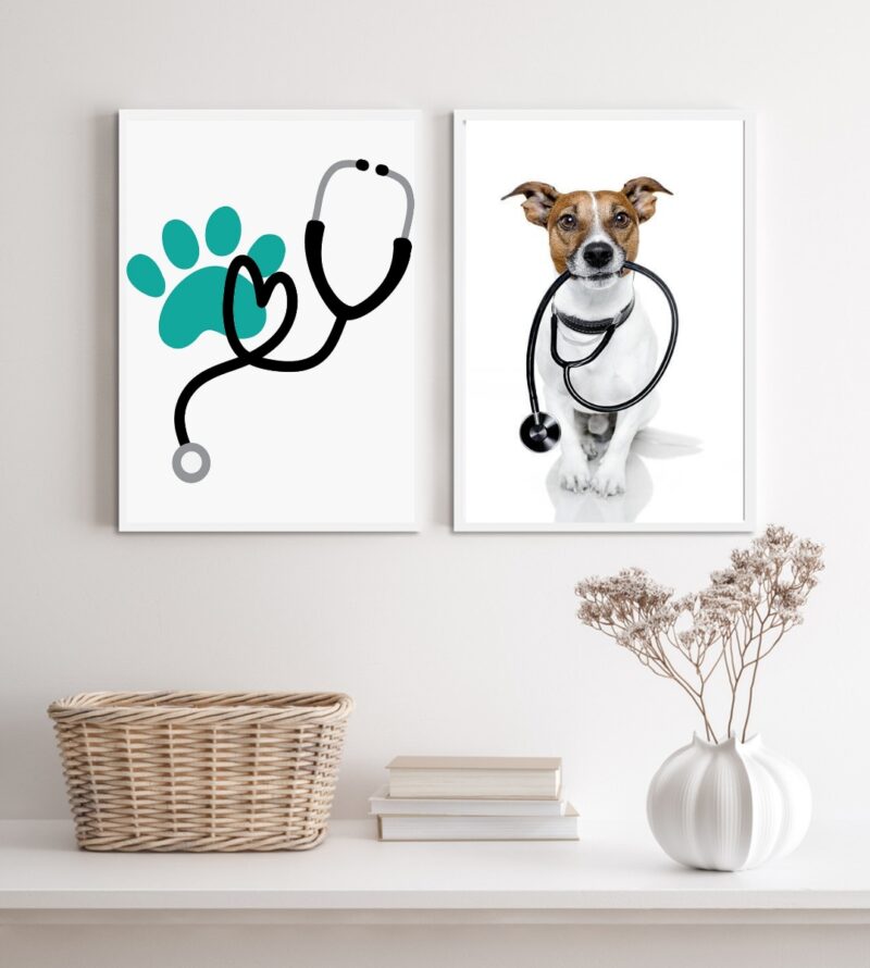 Kit 2 Quadros Decorativos Clinica Veterinária