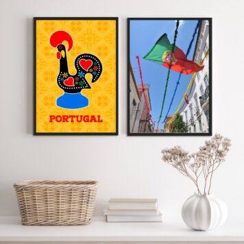 Kit 2 Quadros Portugal- Galo Barcelos E Bandeira