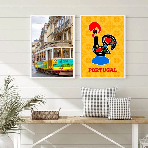 Kit 2 Quadros Portugal- Galo Barcelos E Bondinho