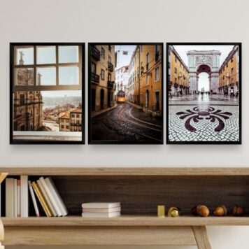 Kit 3 Quadros Decorativos Fotogragias Portugal