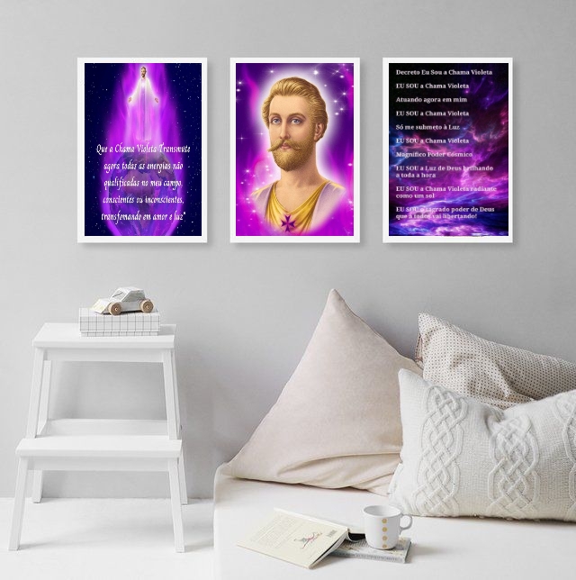 Kit 3 Quadros Saint Germain- Chama Violeta