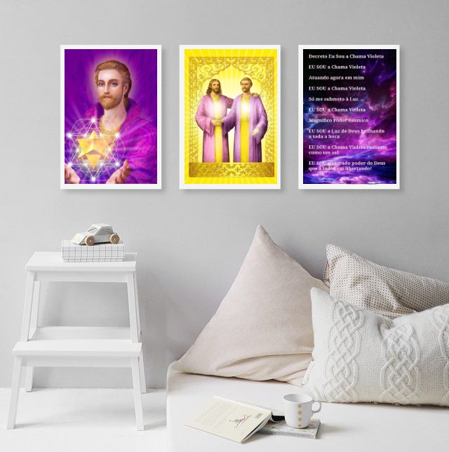 Kit 3 Quadros Saint Germain E Jesus Cristo